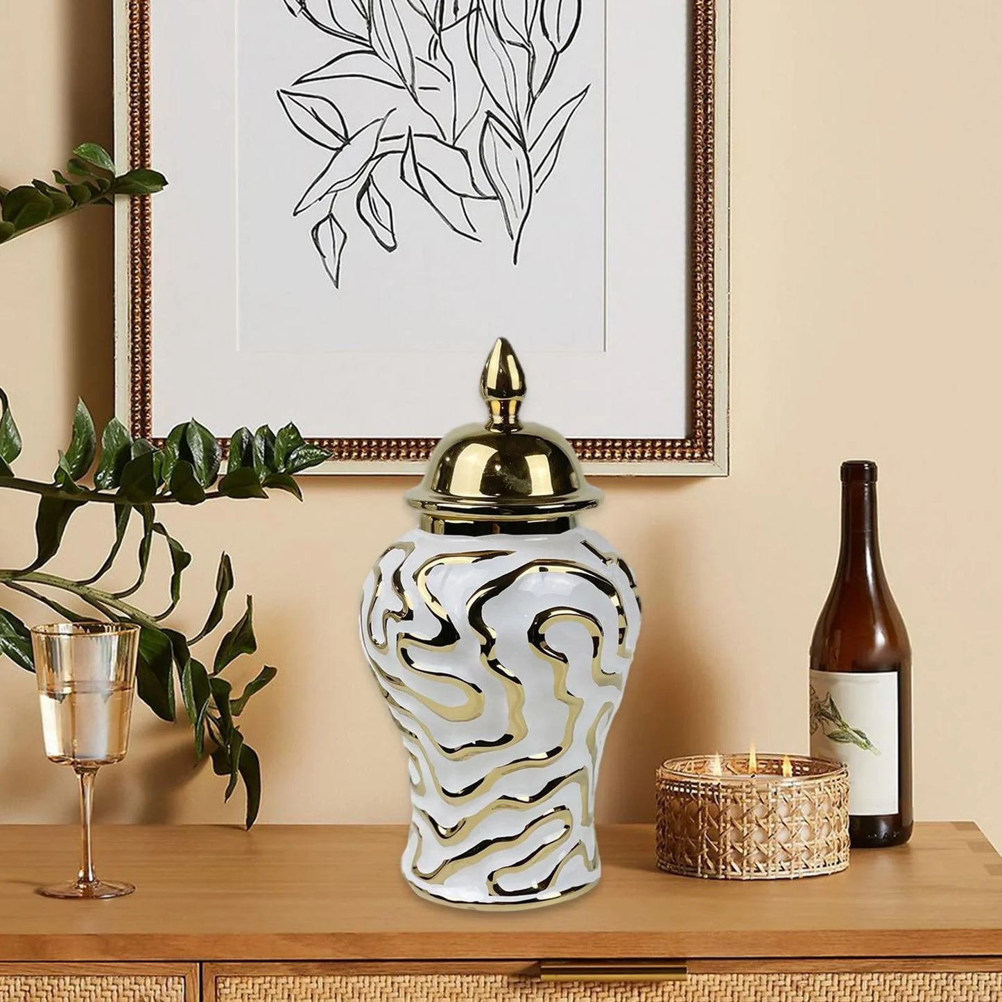 Pot à gingembre en porcelaine avec couvercle