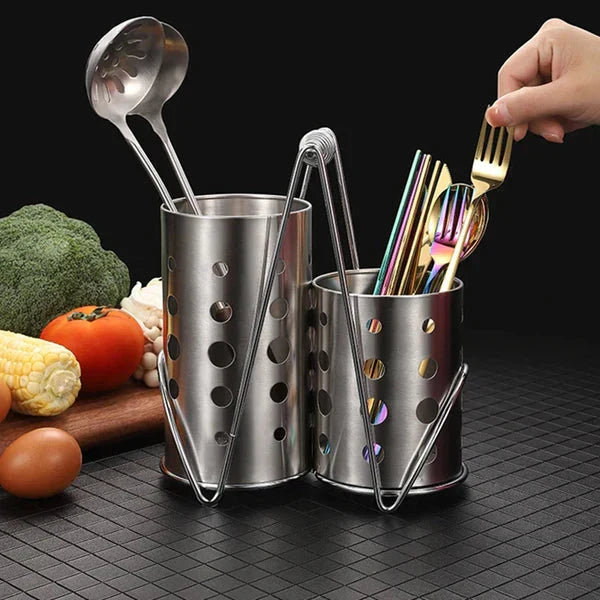 Support pour Ustensiles de Cuisine en Acier Inoxydable