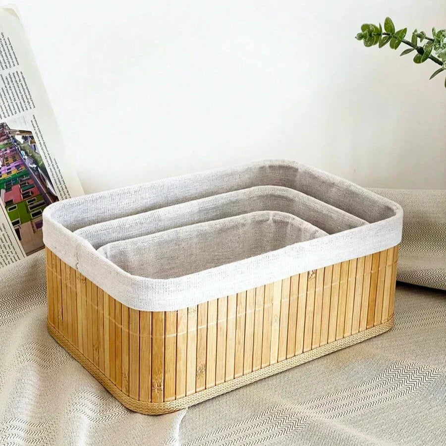 Lot de 3 paniers de Rangement en Bambou