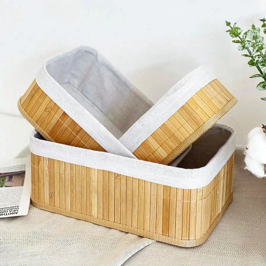 Lot de 3 paniers de Rangement en Bambou