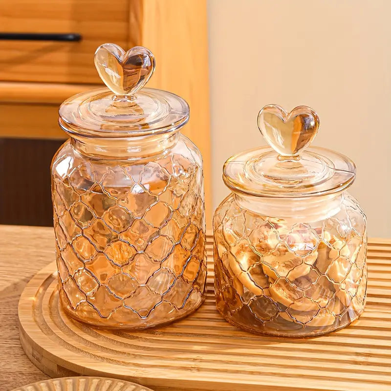 Pot en verre transparent hermétique pour le stockage des aliments.