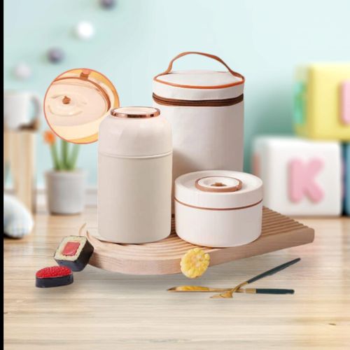 Boîte à lunch isotherme portable avec thermos – design élégant pour conserver vos repas.