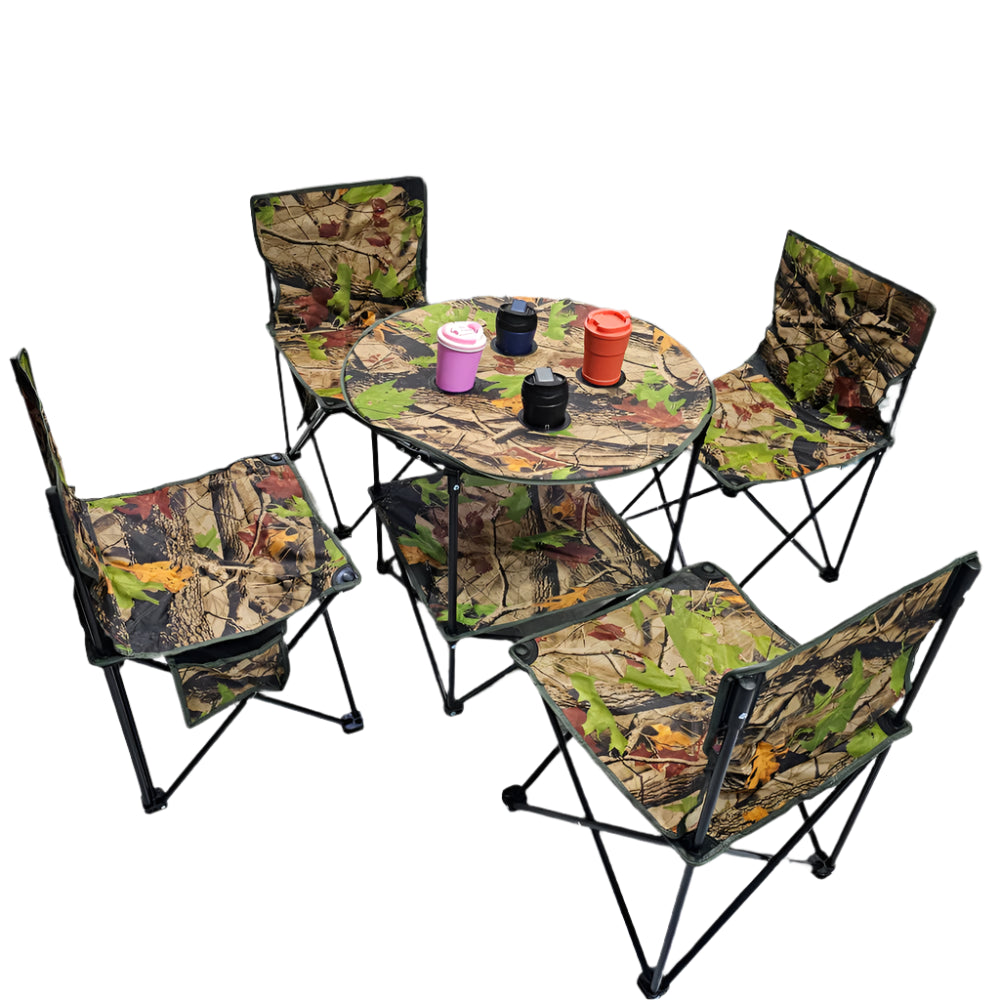 Ensemble de Camping Pliable avec Table et 4 Chaises