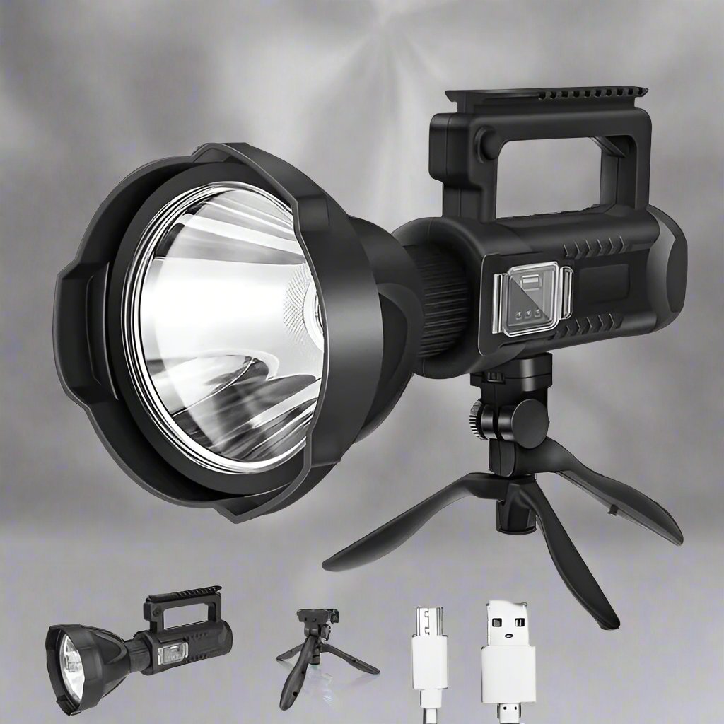 Projecteur super lumineux, 4 modes, étanche IPX5 avec trépied et banque d'alimentation