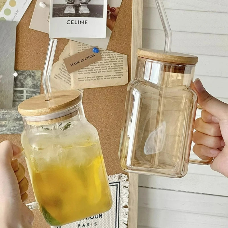 Tasse à Café Créative avec Paille et Couvercle