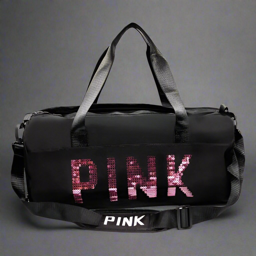 Sac à bandoulière en tissu Oxford imperméable à motif de lettres roses