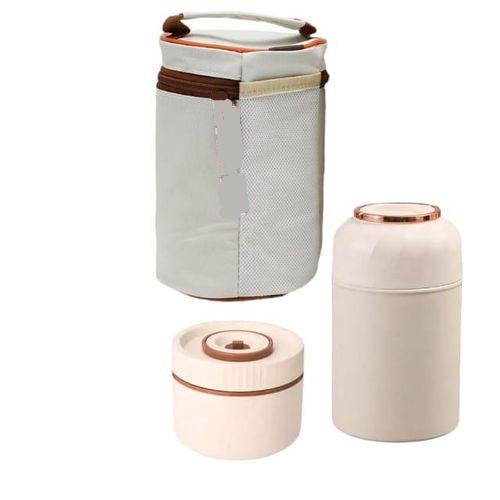 Boîte à lunch isotherme portable avec thermos – design élégant pour conserver vos repas.