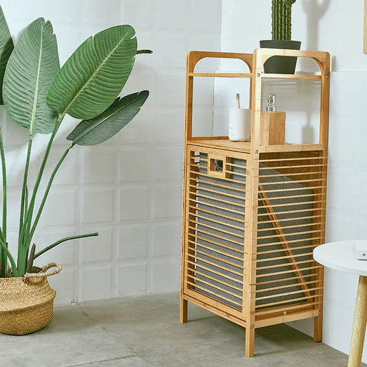 Miroir à Pied Multifonction en Bambou