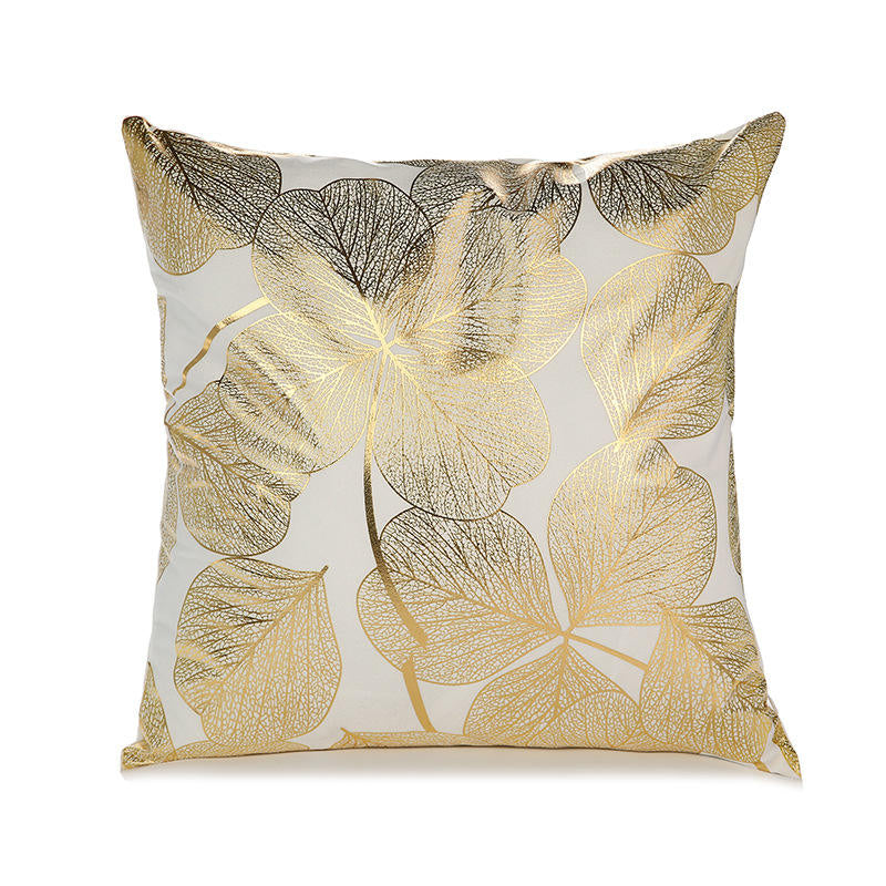 Housse de Coussin Douce à Imprimé Géométrique Doré