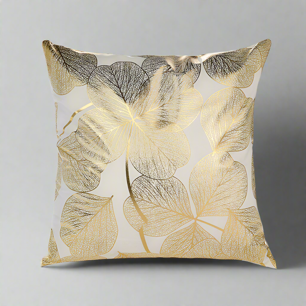 Housse de Coussin Douce à Imprimé Géométrique Doré