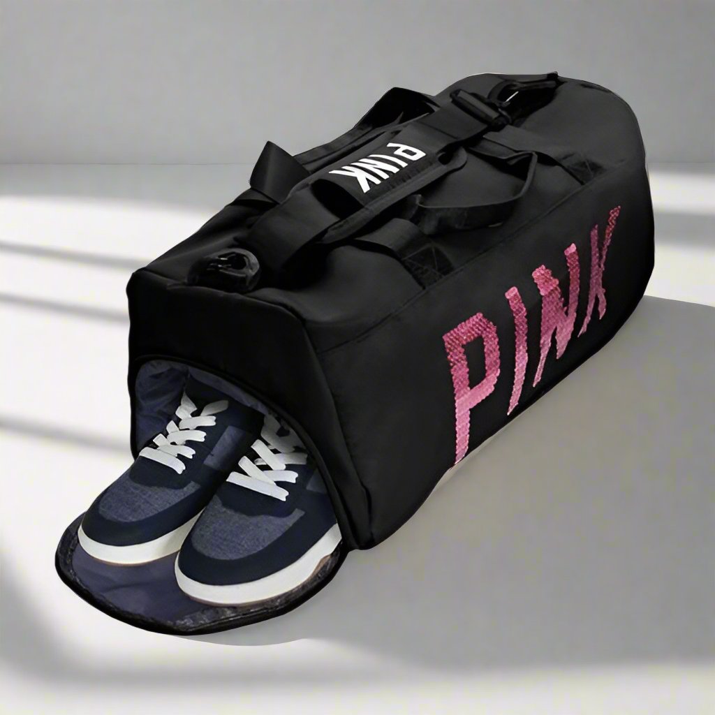 Sac à bandoulière en tissu Oxford imperméable à motif de lettres roses