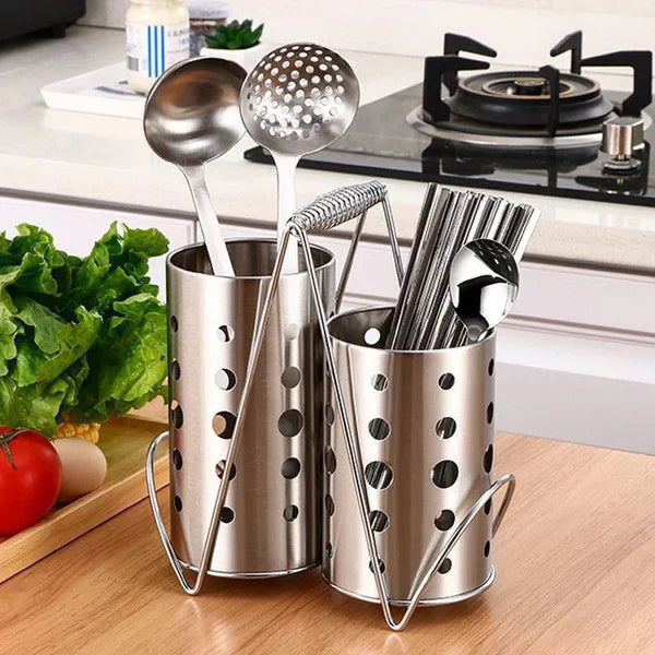 Support pour Ustensiles de Cuisine en Acier Inoxydable