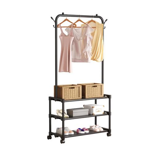 Portant à vêtements avec 3 étagères de rangement