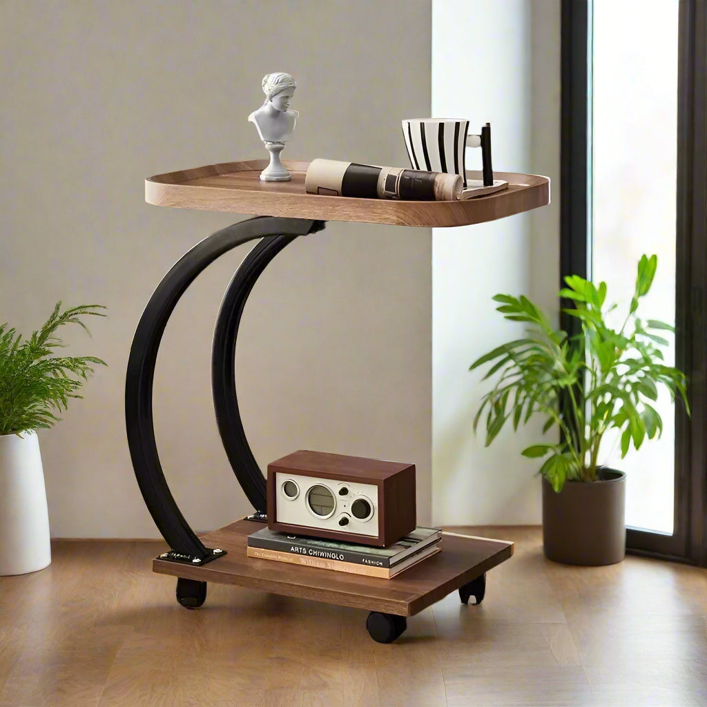 Petite Table d'Angle Mobile de Luxe – Élégance Fonctionnelle