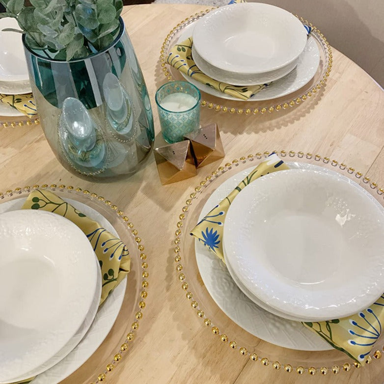Assiettes de chargement en plastique avec bordure dorée perlé N