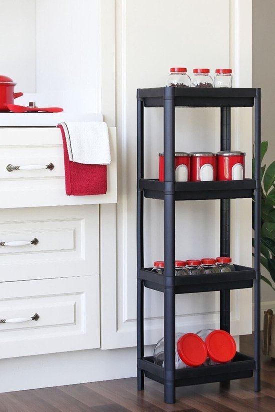 Étagère de Rangement en Plastique Robuste, 4 Niveaux