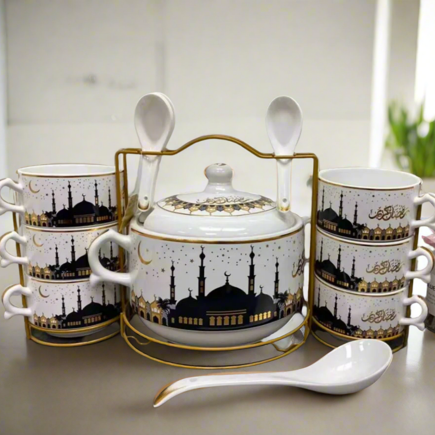 Service de Soupe en Céramique avec Motifs Islamiques 🕌