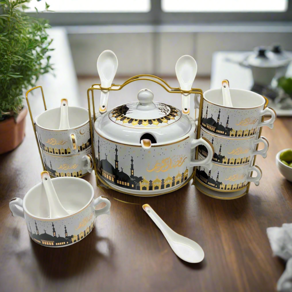 Service de Soupe en Céramique avec Motifs Islamiques 🕌