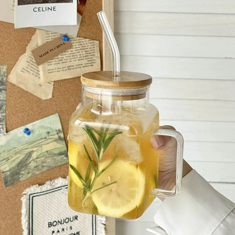 Tasse à Café Créative avec Paille et Couvercle