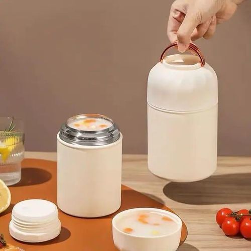 Boîte à lunch isotherme portable avec thermos – design élégant pour conserver vos repas.