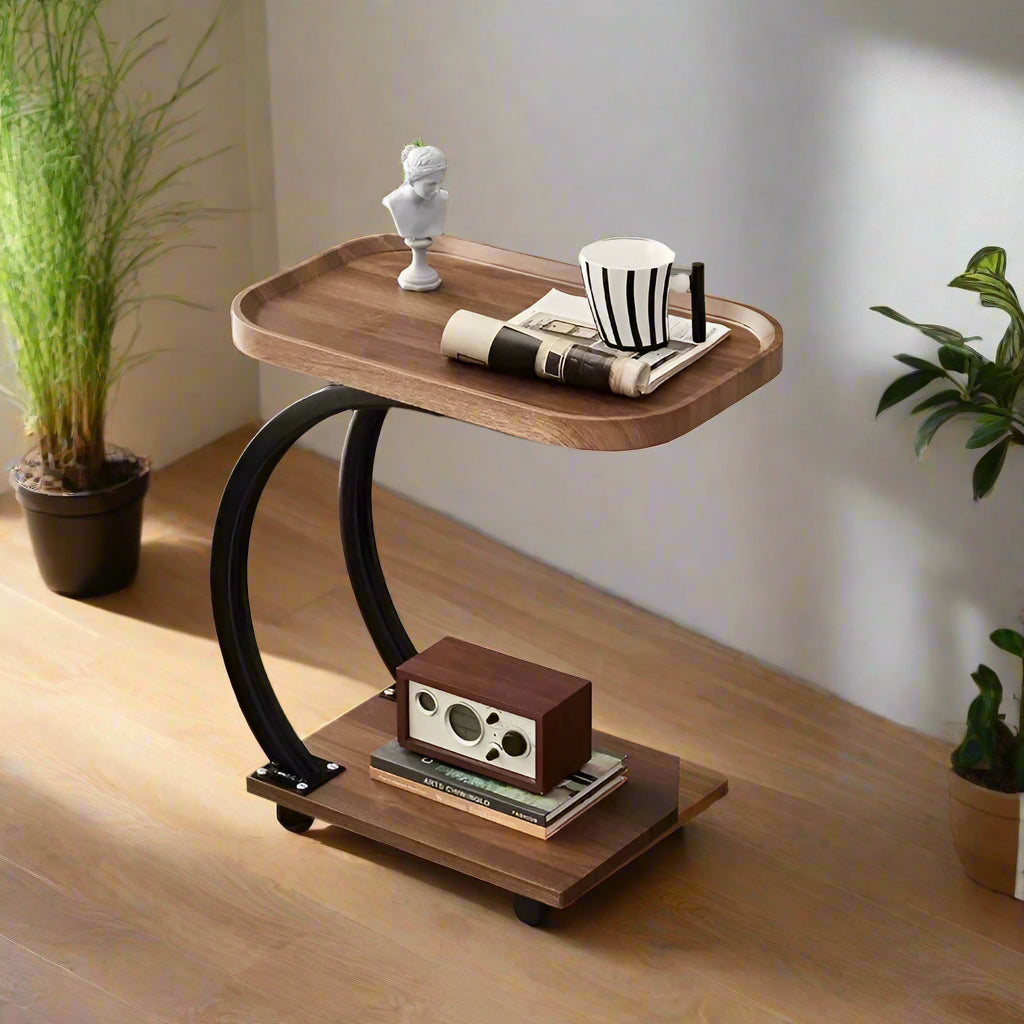 Petite Table d'Angle Mobile de Luxe – Élégance Fonctionnelle