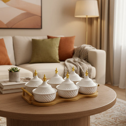 Plateau de condiments en céramique