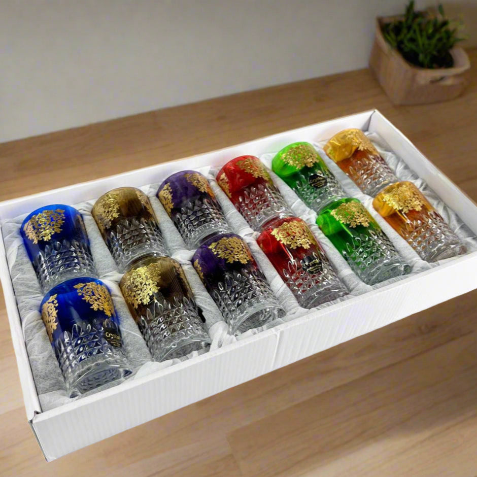 Coffret de 12 Verres à Thé Marocains Colorés