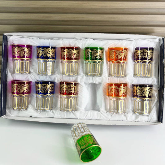 Coffret de 12 Verres à Thé Marocains Colorés