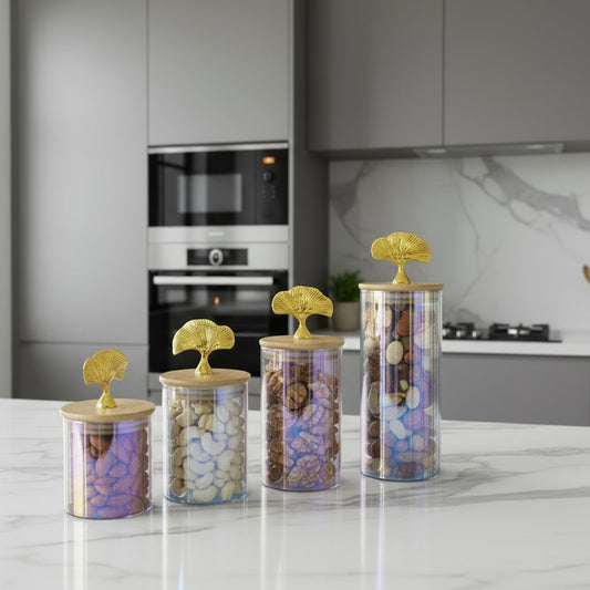 Set de bocaux décoratifs en verre