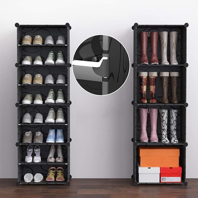 Étagère à chaussures avec dix étages et cinq portes, assemblable et démontable