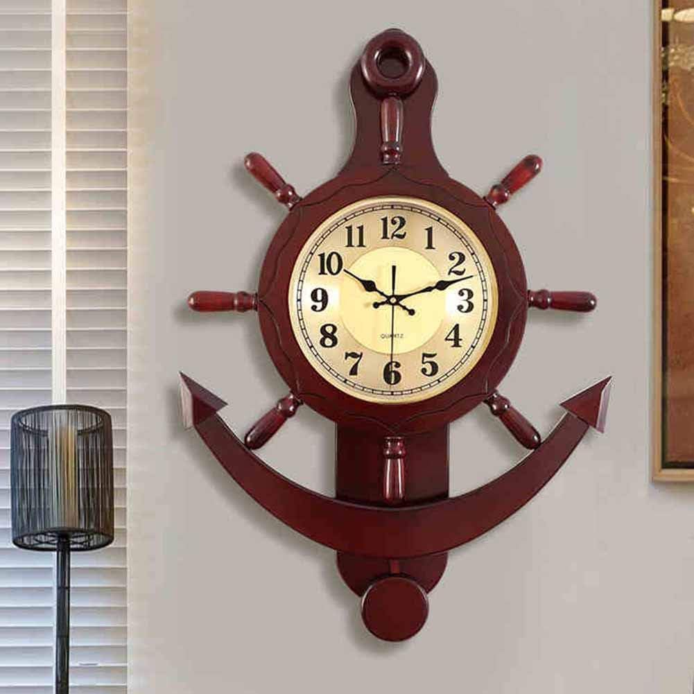 Horloge murale créative en forme de gouvernail de bateau