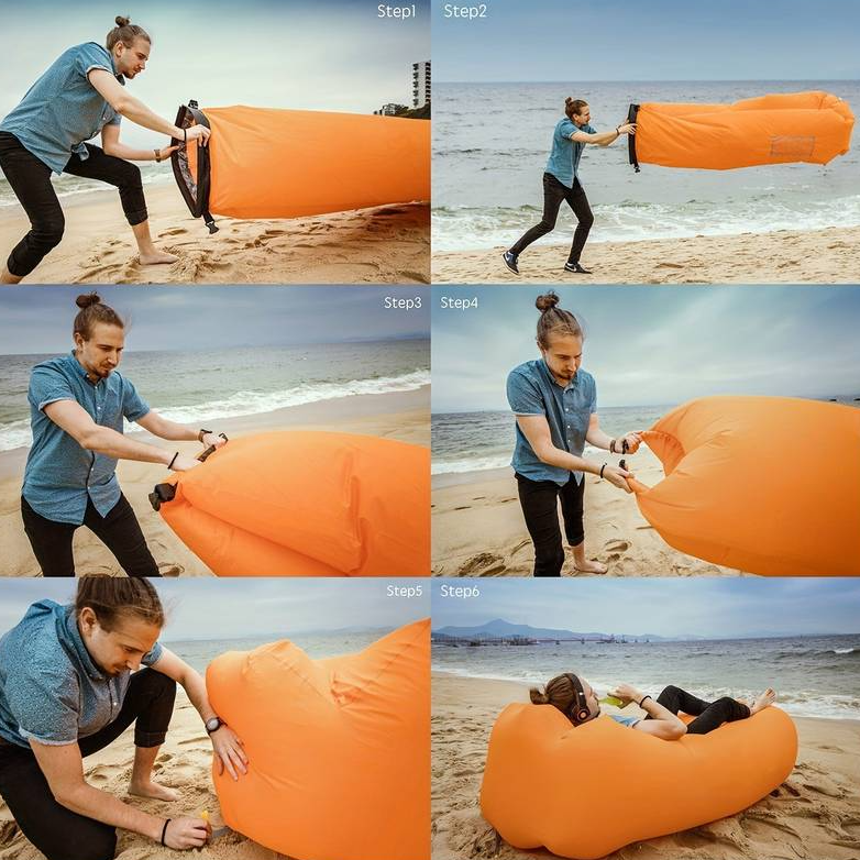 Canapé paresseux d'air de tissu de polyester pour le camping extérieur et la plage