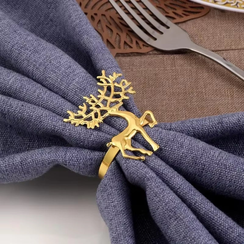 Inttox-🍽️🔔 Anneau de Serviette en Forme d'Arbre avec Cloche - 6piece 🌿✨