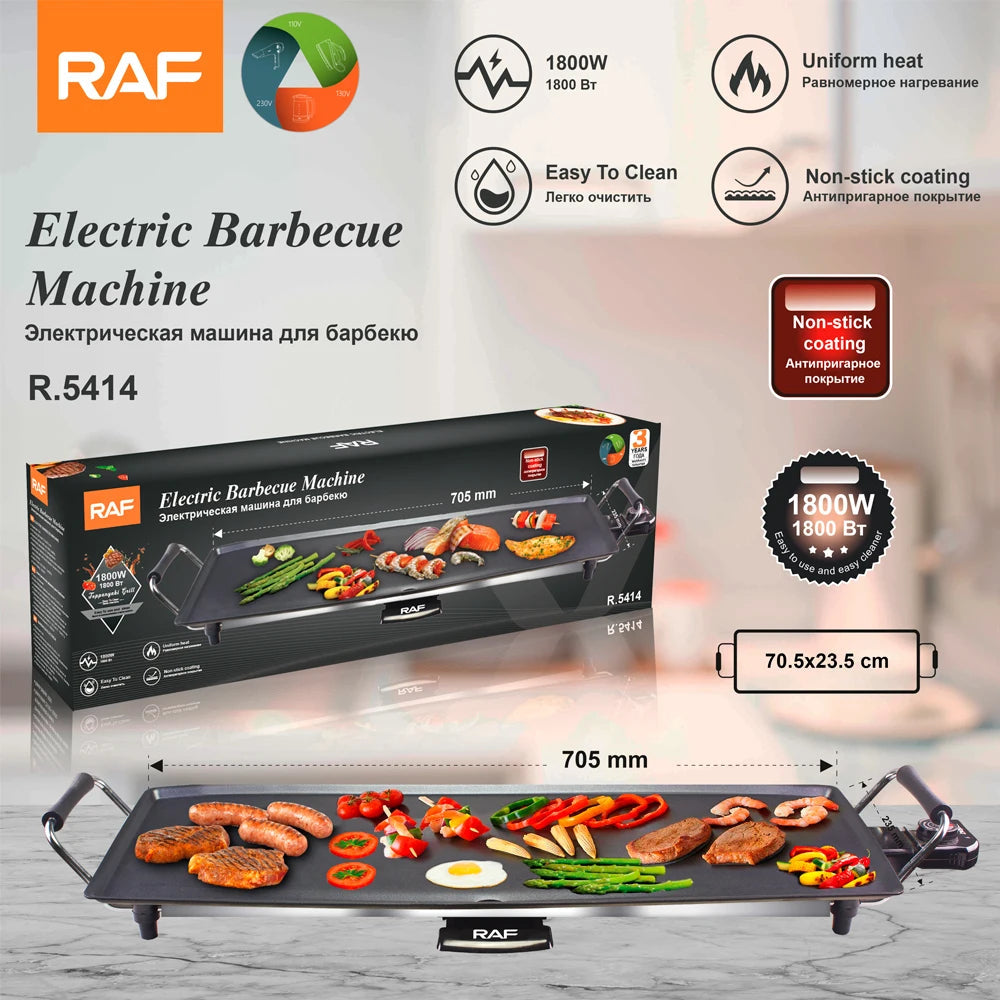 Barbecue Électrique RAF – Portable, Antiadhésif, Sans Fumée