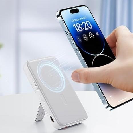 Batterie Externe Magnétique avec Support Pliable et Câble USB-C