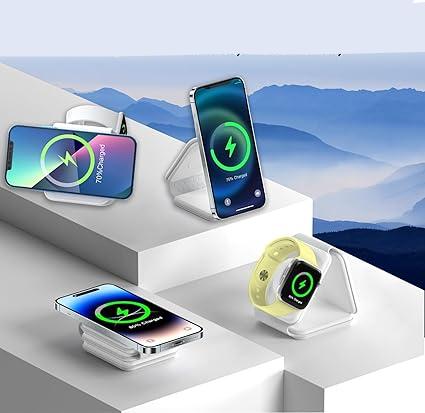 Chargeur à Induction 3-en-1, Station de Charge Rapide Portable Universelle
