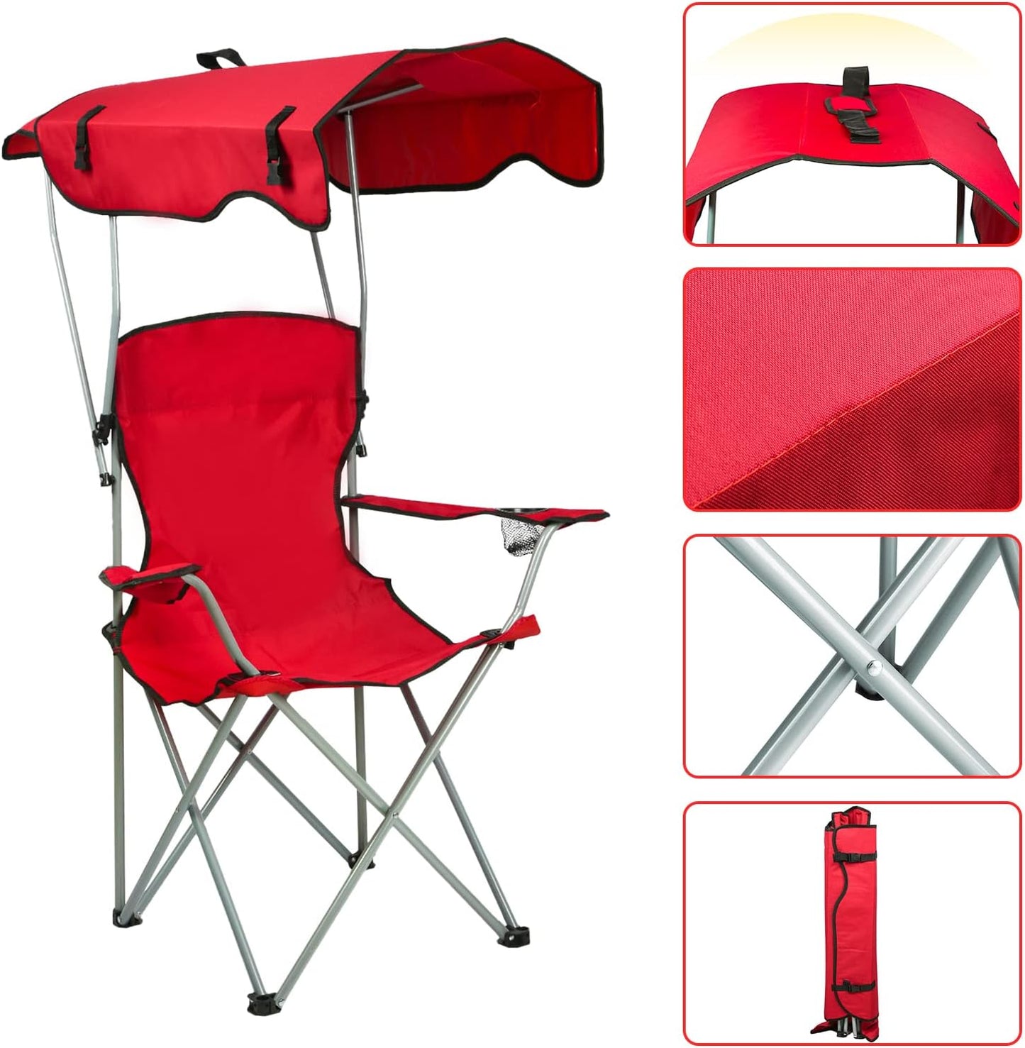 Chaise de camping confortable avec parasol réglable