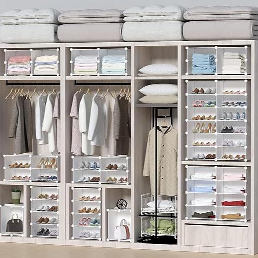 Étagère à chaussures avec dix étages et cinq portes, assemblable et démontable