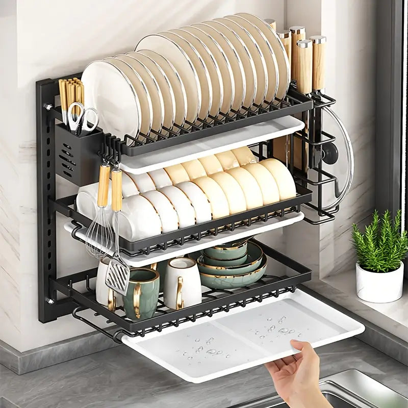 Étagère Murale de Cuisine pour Vaisselle et Ustensiles