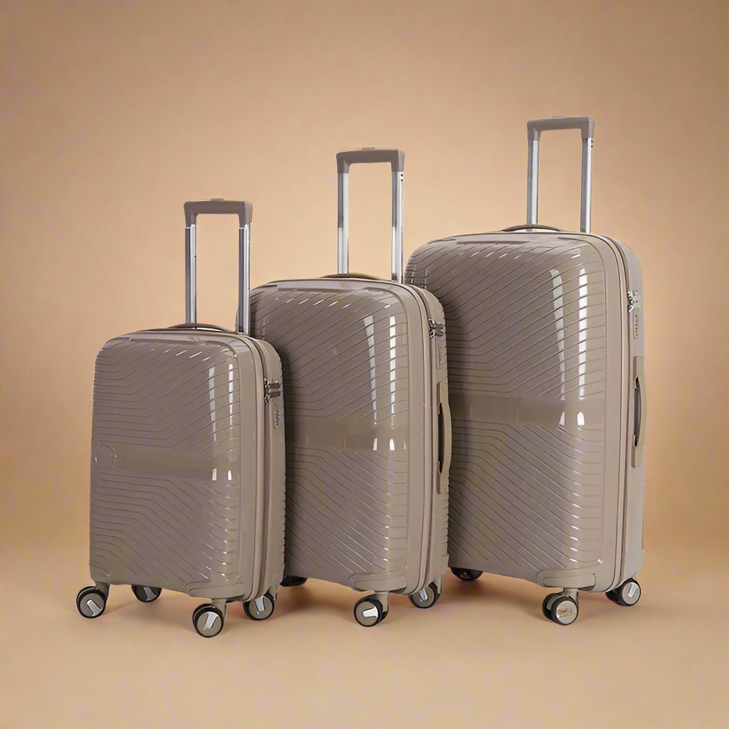 Lot de 3 valises latérales rigides avec double roulettes à 360° avec serrure TSA