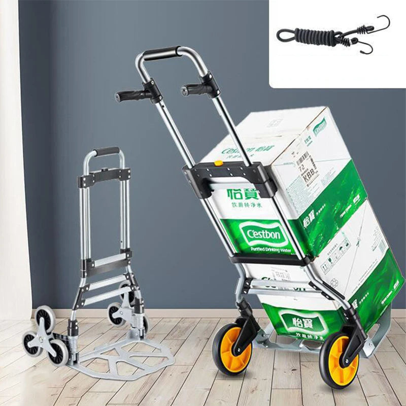 Chariot Pliable Robuste – Charge 120 kg, Hauteur Réglable & Roues Silencieuses