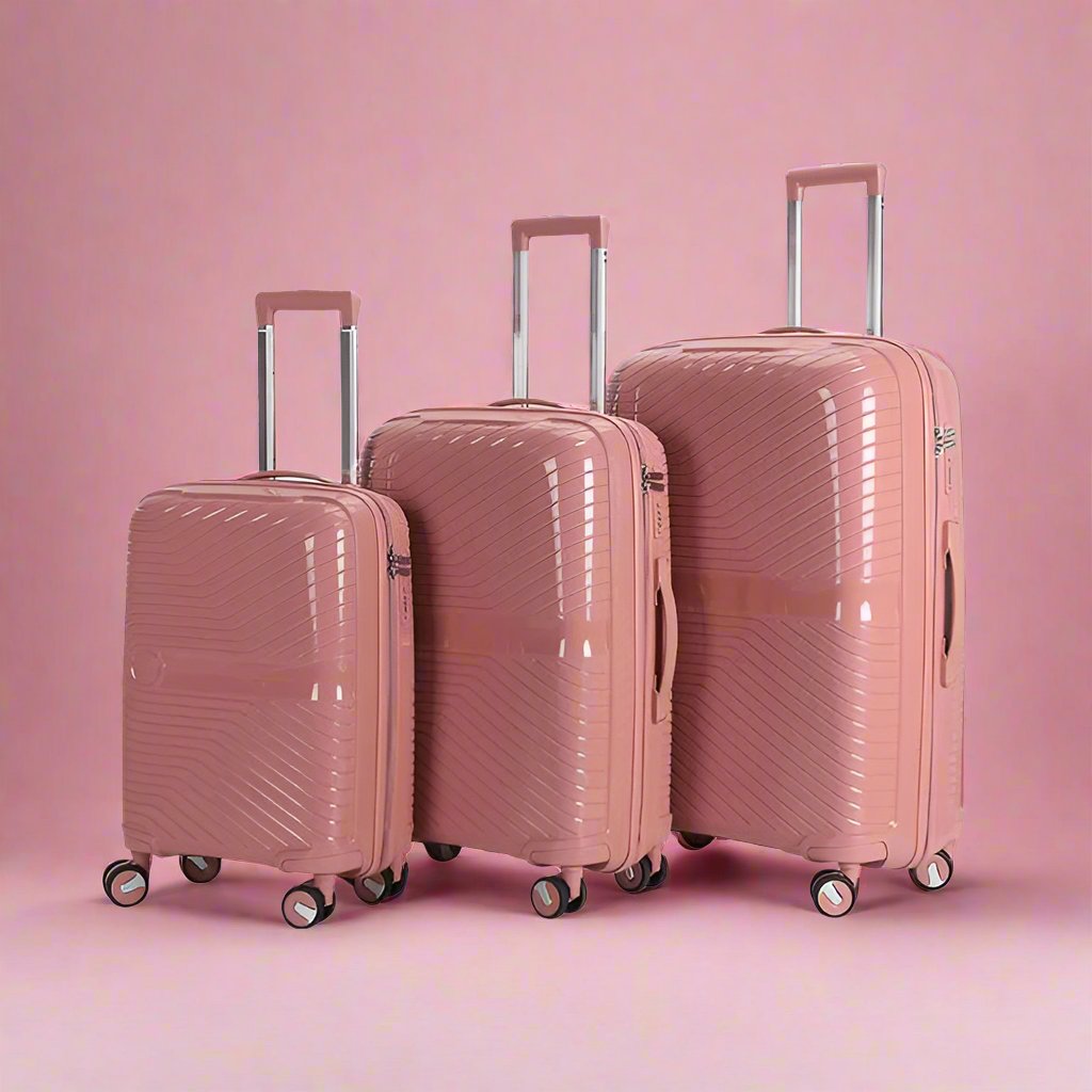 Lot de 3 valises latérales rigides avec double roulettes à 360° avec serrure TSA