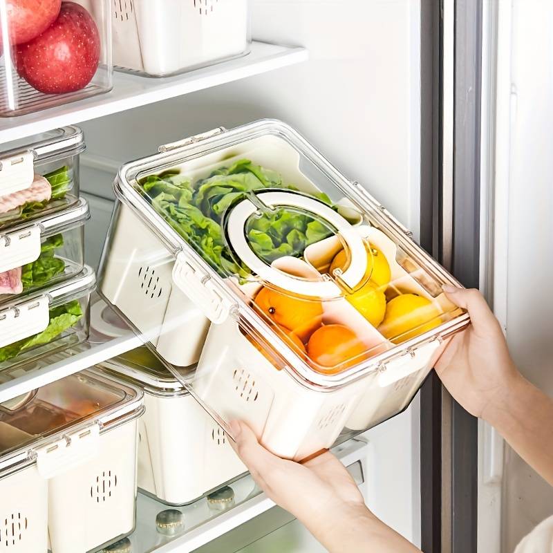 Organiseur de réfrigérateur empilable.