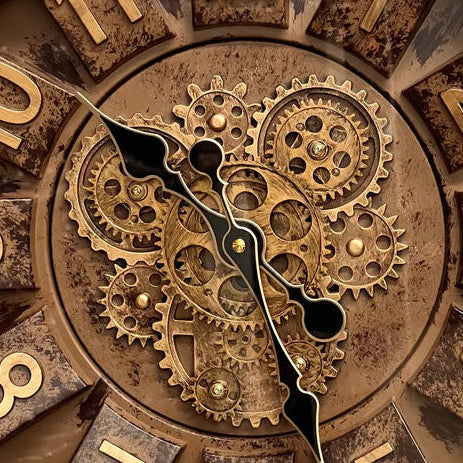 Horloge Murale Vintage à Engrenages, Style Industriel 3D