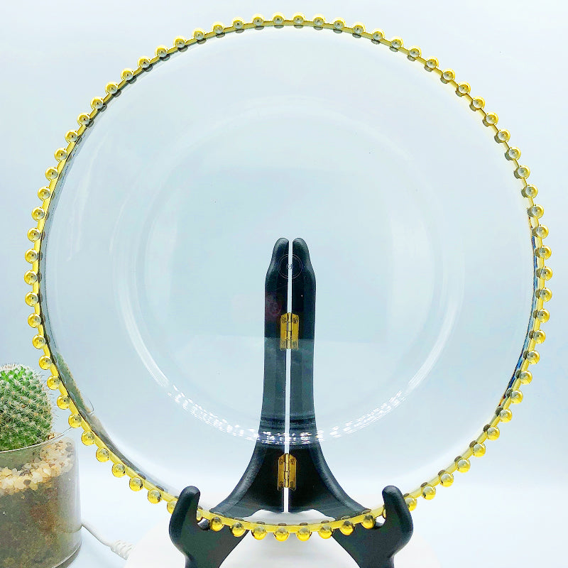Assiettes de chargement en plastique avec bordure dorée perlé N