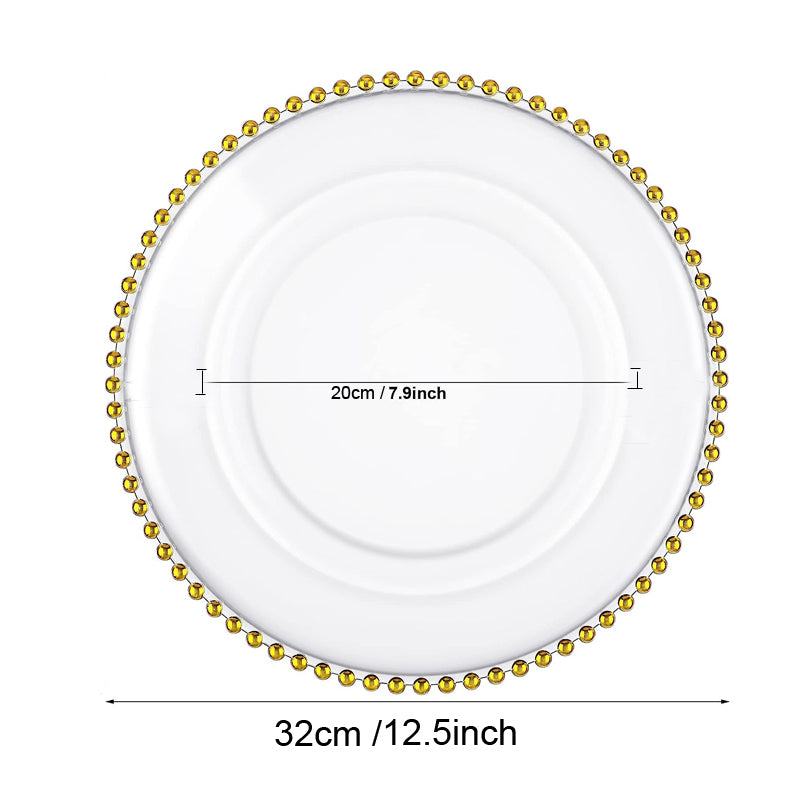 Assiettes de chargement en plastique avec bordure dorée perlé N