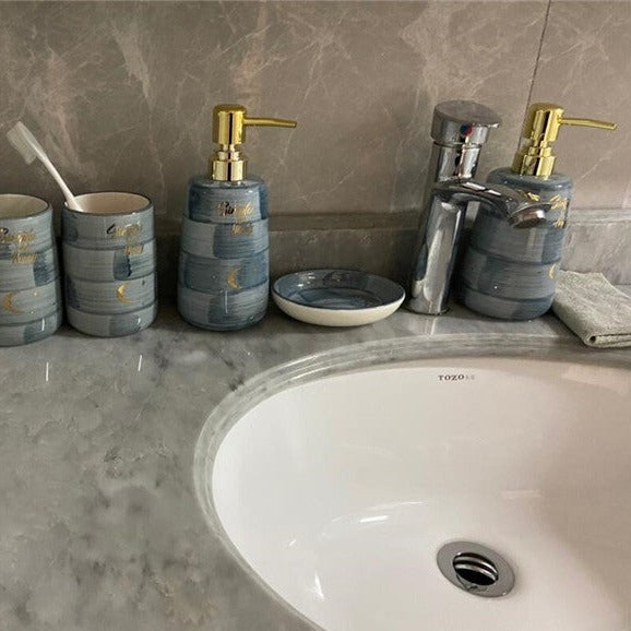 Ensemble de salle de bain en céramique étoilée peinte à la main