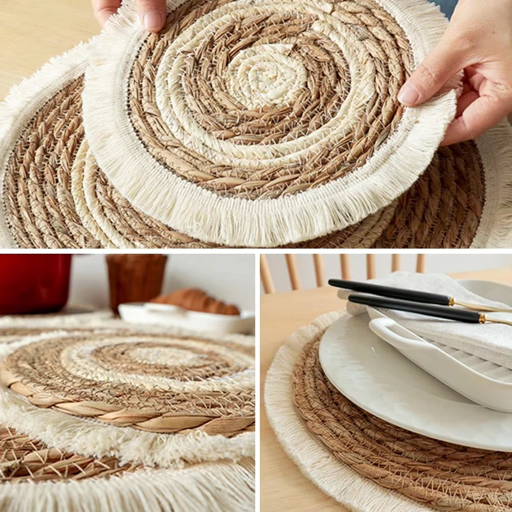 Napperons ronds en rotin de 6 pièces