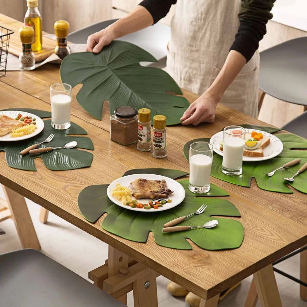 Élégance Naturelle : Les Sets de Table Eva Leaf Placemat ( 4 pièces )