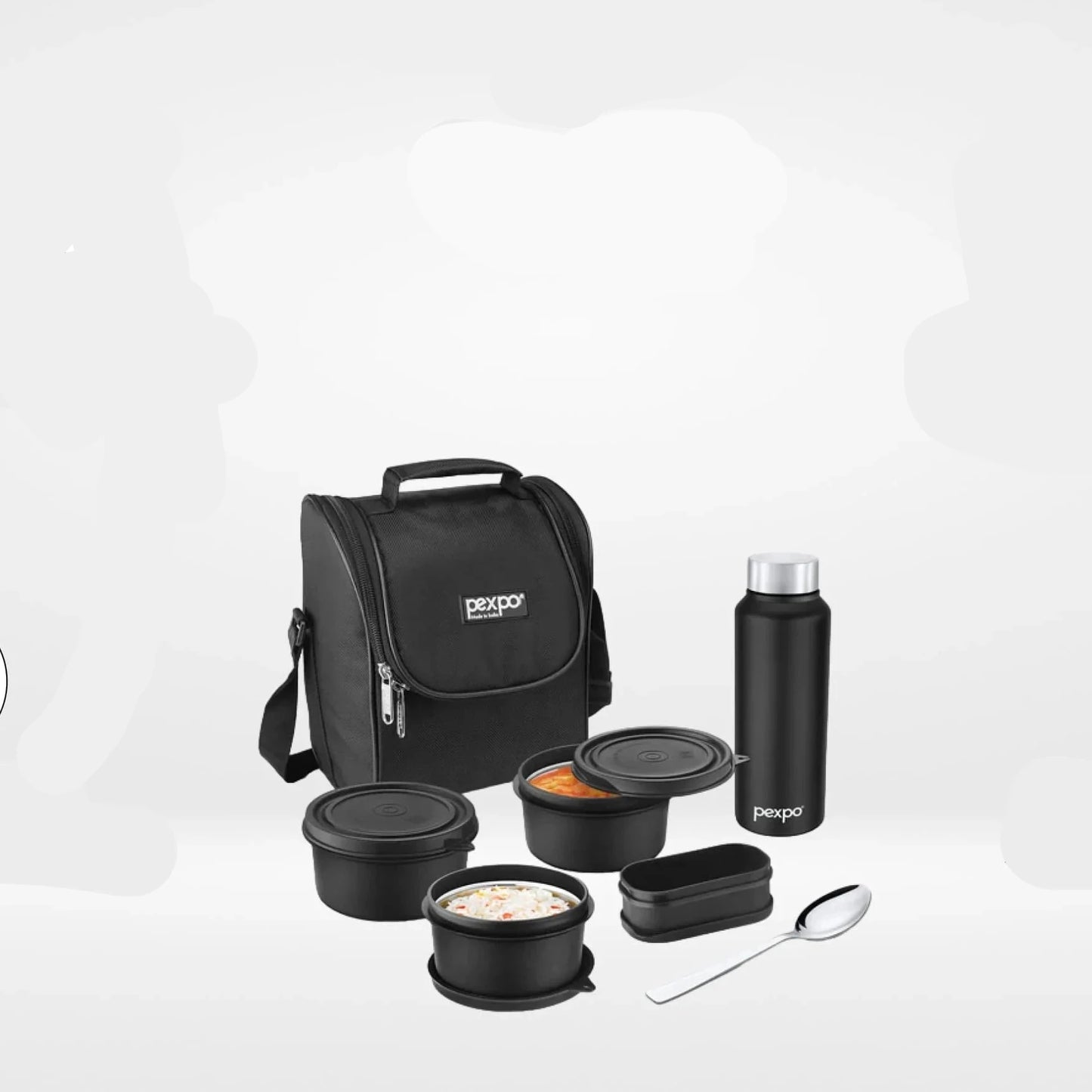 Boîte à lunch en acier inoxydable avec bouteille d'eau de 750 ml, 3 récipients et 1 cuillère